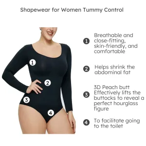 Women's Long Sleeve Bodysuit, Slimming and Lifting, Seamless Body Shaping Underwear #1067191