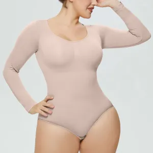 Women's Long Sleeve Bodysuit, Slimming and Lifting, Seamless Body Shaping Underwear #1067198