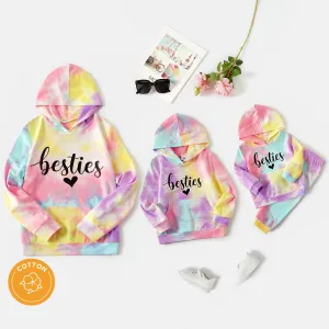 100% Cotton Letter Print Colorful Tie Dye Long-sleeve Hoodies for Mom and Me #830276
