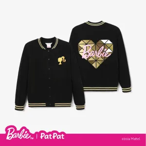 Barbie Mommy and Me 94% Cotton Heart Print Striped Long-sleeve Snap Button Sweatshirt #1167238