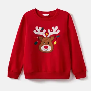 Christmas Deer Embroidered Long-sleeve Family Matching Sweatshirts #1114114