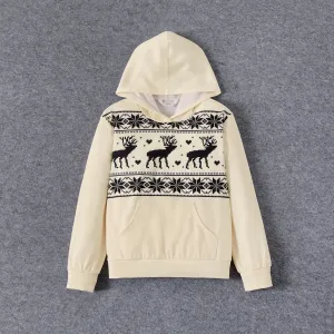 Christmas Family Matching Allover Deer & Snowflake Print Long-sleeve Hoodies #1055601