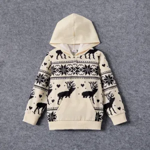 Christmas Family Matching Allover Deer & Snowflake Print Long-sleeve Hoodies #1055612