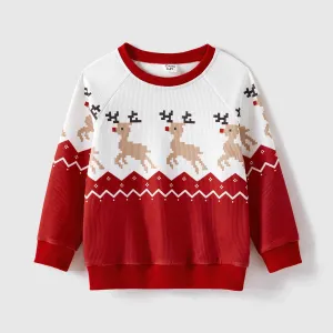 Christmas Family Matching Allover Reindeer Print Raglan-sleeve Sweatshirts