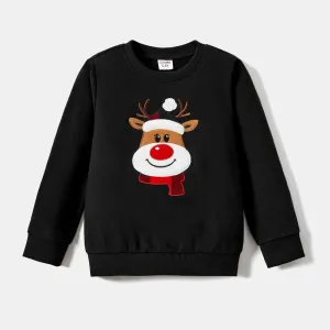 Christmas Family Matching Cartoon Reindeer Patch Long-sleeve Tops #1168603
