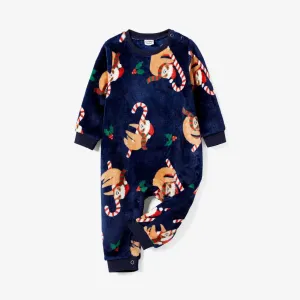 Christmas Family Matching Koala & Candy Cane Print Furry Long-sleeve Tops #1194212