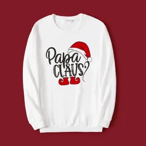 Christmas Family Matching Letters & Santa Hat Print Cotton Long Sleeve Tops #1164089