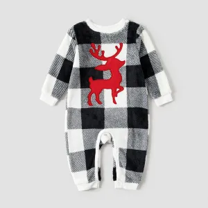 Christmas Family Matching Reindeer Graphic Thickened Flannel Long-sleeve Plaid Tops #1055699