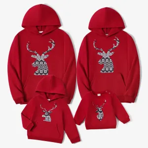 Christmas Family Matching Reindeer Patch Cotton Long Sleeve Hooded Tops #1168629