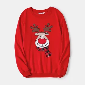 Christmas Family Matching Reindeer Print Red Tops #1091512