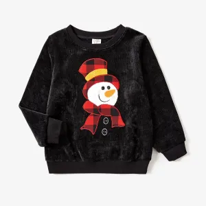 Christmas Family Matching Solid Color Cartoon Snowman Print Long Sleeve Tops #1193525