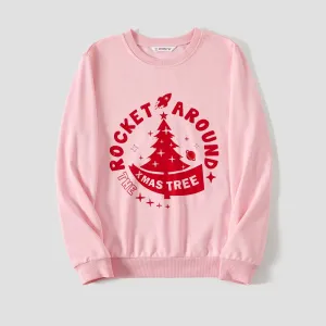 Christmas Family Matching Tree&Letters Print Long Sleeve Cotton Tops #1168924