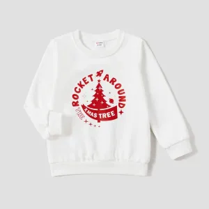 Christmas Family Matching Tree&Letters Print Long Sleeve Cotton Tops #1168931
