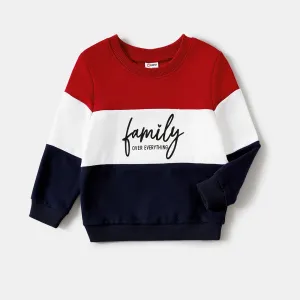 Family Matching Colorblock Letter Print Crew neck Long-sleeve Sweatshirts #1067276