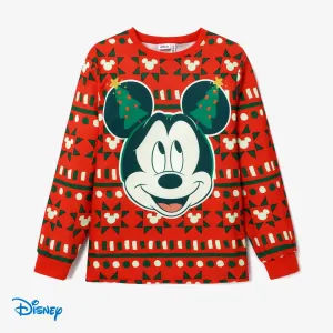 Disney Mickey and Friends Christmas Family Matching Pattern Print Long-sleeve Tops #1167049