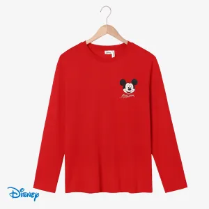 Disney Mickey and Friends Family Matching Character Print Polka Dots Long-sleeve Red Dress or Cotton Top #1167090