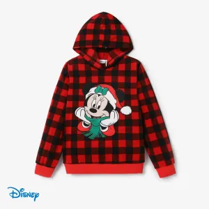 Disney Mickey and Friends Family Matching Christmas Polarfleece Grid Character Print Hooded Top #1083598