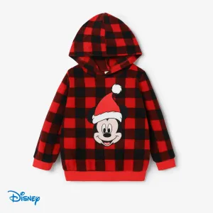 Disney Mickey and Friends Family Matching Christmas Polarfleece Grid Character Print Hooded Top #1083607