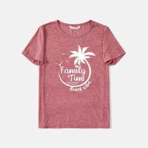 Family Matching 95% Cotton Short-sleeve Coconut Tree & Letter Print T-shirts #769386