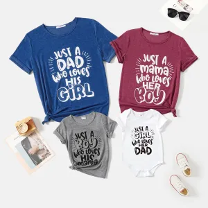 Family Matching 95% Cotton Short-sleeve Letter Print Tee #796364