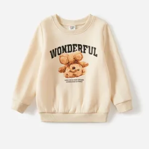 Family Matching Bear and Letter Print Long Sleeve Hooded Top #1094852