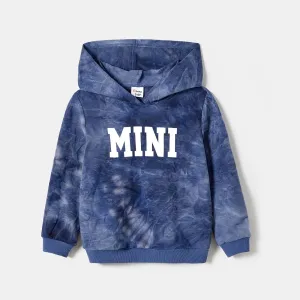 Family Matching Casual Hooded Tie-dyed Letters Print Cotton Long-sleeve Tops #1164031