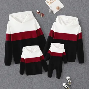 Family Matching Cotton Rib Knit Colorblock Long-sleeve Hoodies #208067