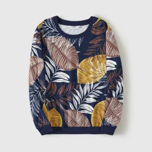 Family Matching Leaf Print Long-sleeve Sweatshirts #1066905