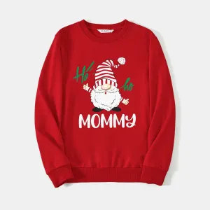 Family Matching Solid Color Santa&Letters Print Long Sleeve Cotton Tops #1164067