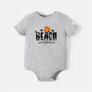 Go-Neat Water Repellent and Stain Resistant Family Matching Beach & Letter Print Short-sleeve Tee #925676