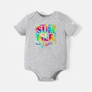 Go-Neat Water Repellent and Stain Resistant Family Matching Colorful Letter Print Short-sleeve Tee
