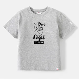 Go-Neat Water Repellent and Stain Resistant Family Matching Gesture & Letter Print Short-sleeve Tee #1035597