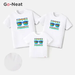 Go-Neat Water Repellent and Stain Resistant Family Matching Glasses & Letter Print Short-sleeve Tee #1045453