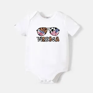 Go-Neat Water Repellent and Stain Resistant Family Matching Independence Day Glasses & Letter Print Short-sleeve Tee #1040597