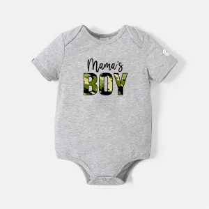 Go-Neat Water Repellent and Stain Resistant Mommy and Me Camouflage Letter Print Short-sleeve Tee #1040667