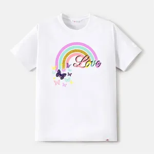Go-Neat Water Repellent and Stain Resistant Mommy and Me Rainbow Butterfly Print Short-sleeve Tee #1045467