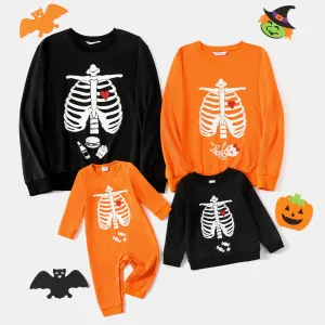 Halloween Glow In The Dark Skeleton Print Long-sleeve Pullover Sweatshirts #949201
