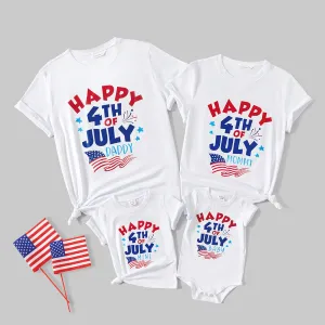 Independence Day Family Matching Cotton Letter Print Short-sleeve T-shirts #925063