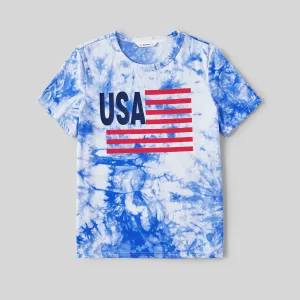Independence Day Family Matching Graphic Print Tie Dye Short-sleeve T-shirts #1033358