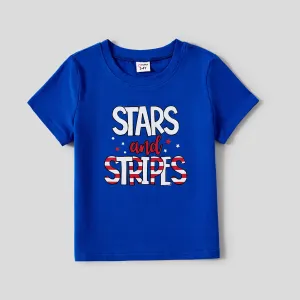 Independence Day Family Matching Letter Print Cotton Short-sleeve Tops