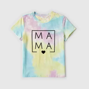 Mommy and Me 95% Cotton Letter Print Tie Dye Short-sleeve Tee #855125