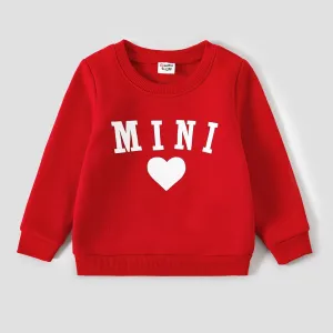 Mommy and Me Solid Letters & Love Print Long-sleeve Tops #1315411