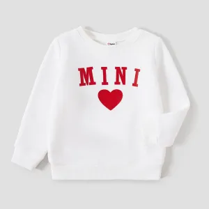 Mommy and Me Solid Letters & Love Print Long-sleeve Tops #1315413