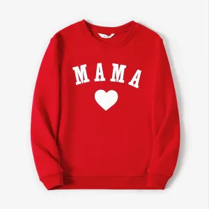 Mommy and Me Solid Letters & Love Print Long-sleeve Tops #1315414