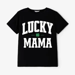St. Patrick's Day Family Matching Lucky Four-Leaf Clover Letter Printed Tops #1326697