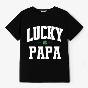 St. Patrick's Day Family Matching Lucky Four-Leaf Clover Letter Printed Tops #1326698