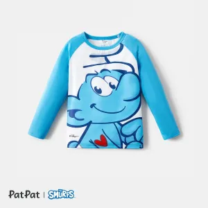The Smurfs Family Matching Blue Raglan-sleeve Graphic T-shirts #203767