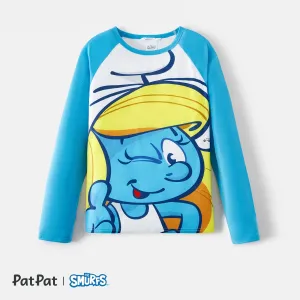 The Smurfs Family Matching Blue Raglan-sleeve Graphic T-shirts #203776