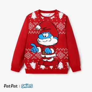 The Smurfs Family Matching Christmas Character & Snowflake Print Long-sleeve Top #1101741