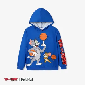 Tom and Jerry Daddy and Me Character Print Long-sleeve Hooded Top #1192469